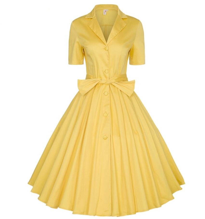 Vestido Vintage Con Cuello De Muesca