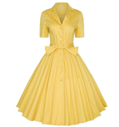 Vestido Vintage Con Cuello De Muesca