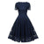 Vestido Vintage Con Cuello En V De Encaje Azul Marino