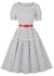 Vestido Vintage Cuello Redondo Lunares Blanco
