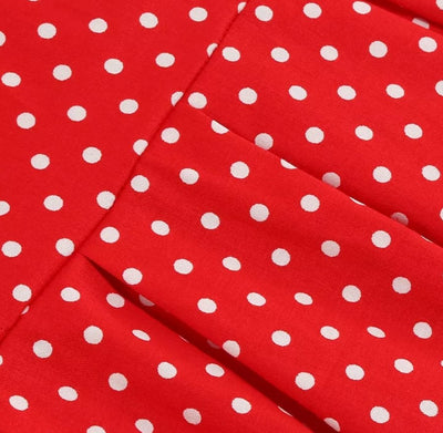 Vestido Vintage Cuello Redondo Lunares Rojos