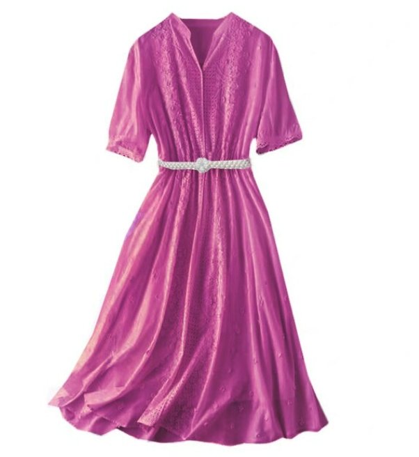 Vestido Vintage Fucsia Escote V