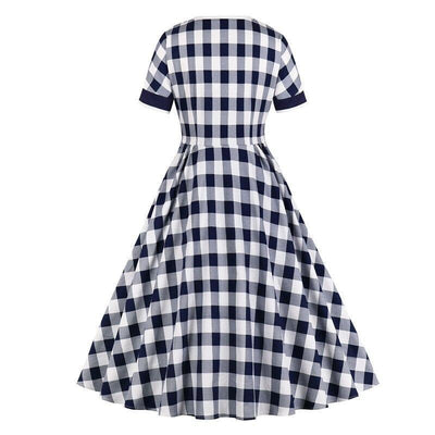 Vestido Vintage De Algodón A Cuadros