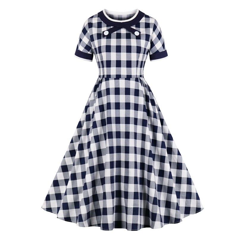 Vestido Vintage De Algodón A Cuadros