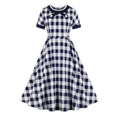 Vestido Vintage De Algodón A Cuadros