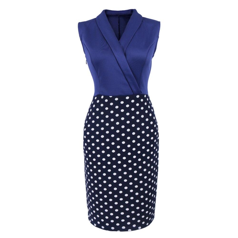 Vestido Tubo Vintage Azul Lunares
