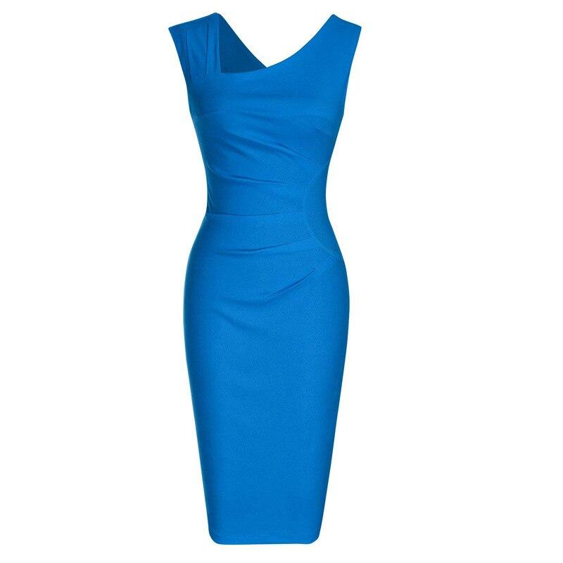 Vestido Vintage Lápiz Chic Azul