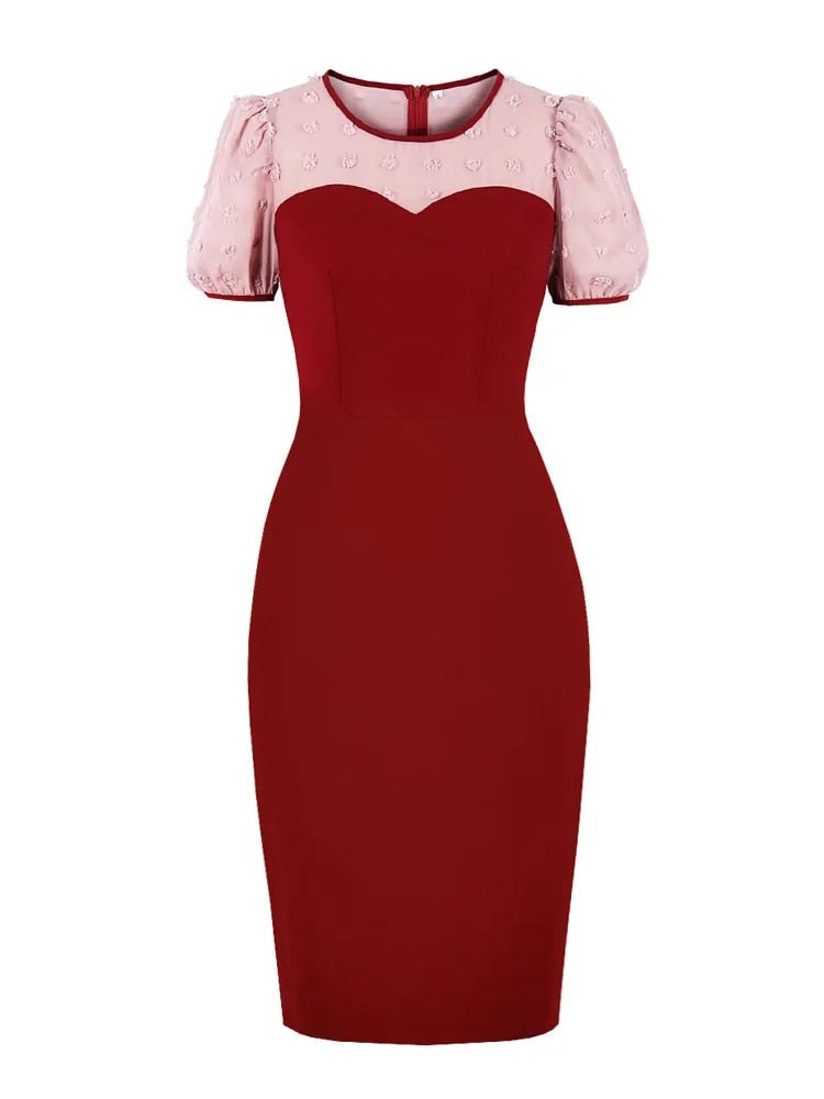 Vestido Vintage Lápiz Chic Burdeos