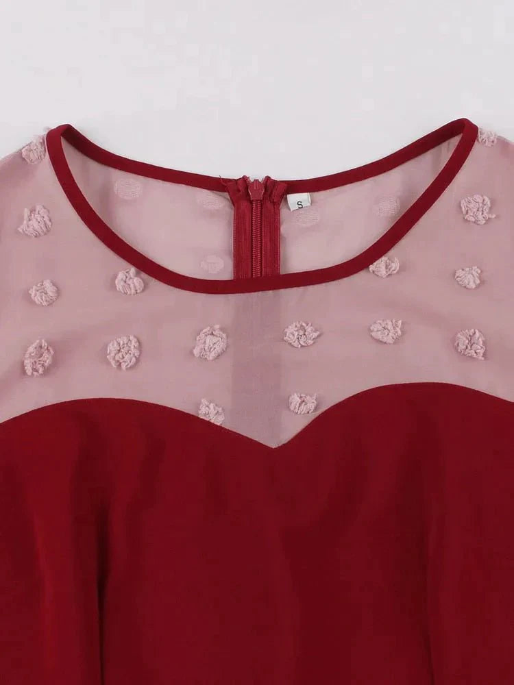 Vestido Vintage Lápiz Chic Burdeos