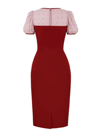 Vestido Vintage Lápiz Chic Burdeos