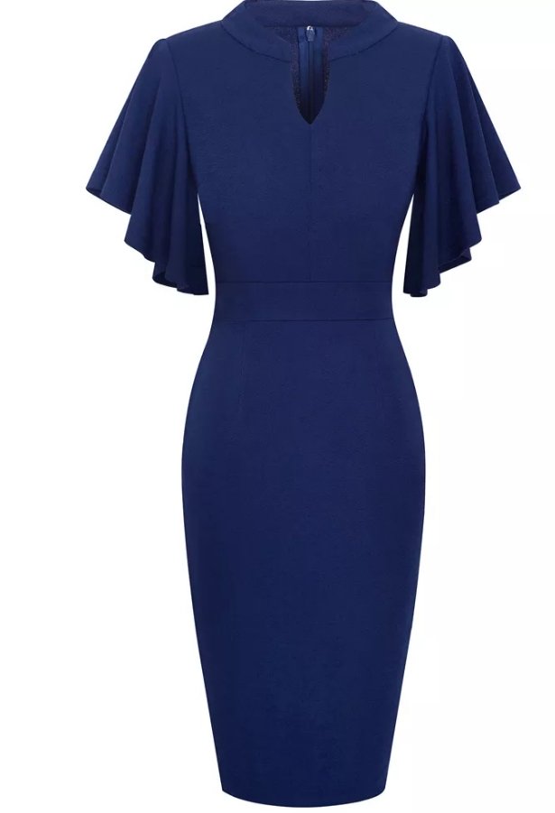 Vestido Lápiz Chic Vintage Azul Marino