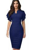 Vestido Lápiz Chic Vintage Azul Marino