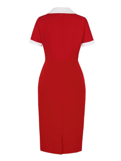 Vestido Lápiz Vintage Rojo Chic