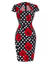 Vestido Tubo Vintage Negro Lunares