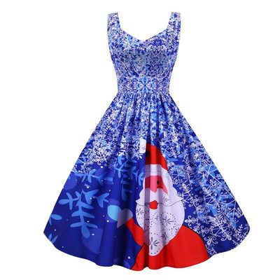Vestido Navideño Vintage Azul