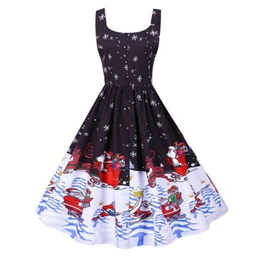 Vestido Navideño Negro Vintage