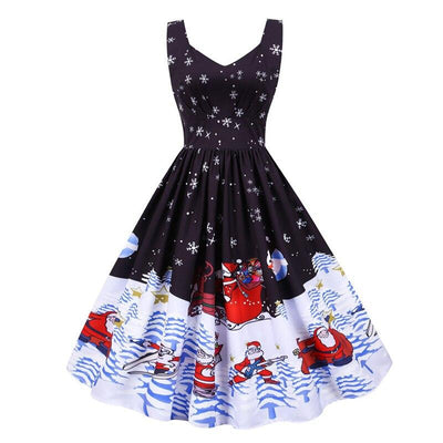 Vestido Navideño Negro Vintage