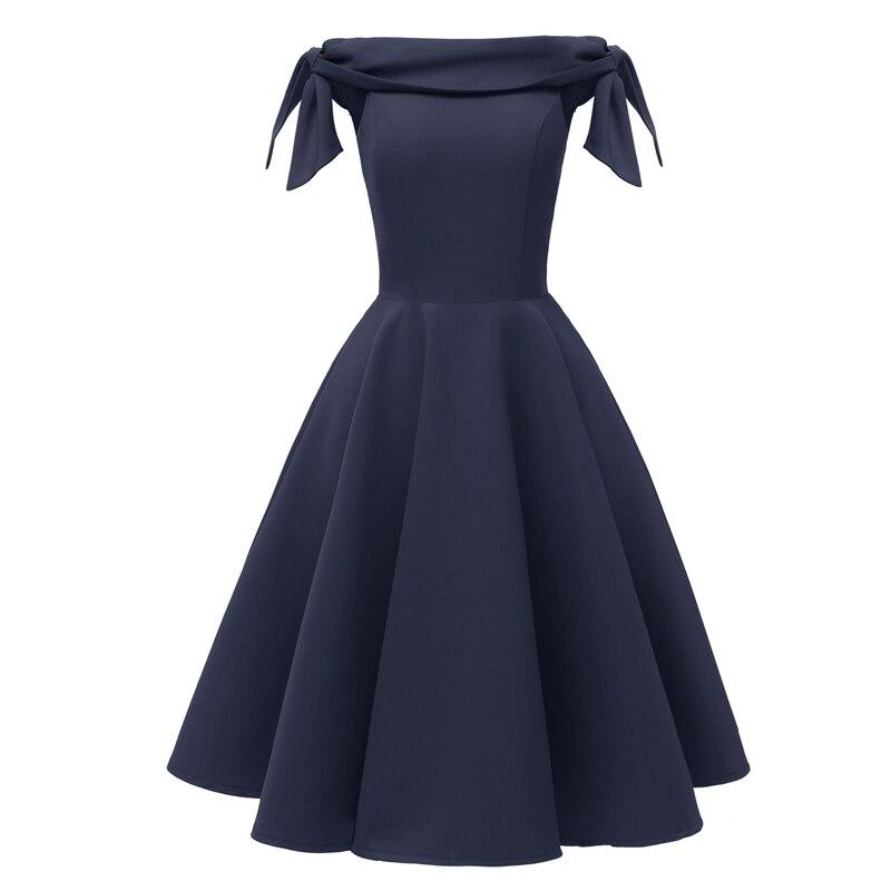 Vestido De Noche Vintage Azul Marino