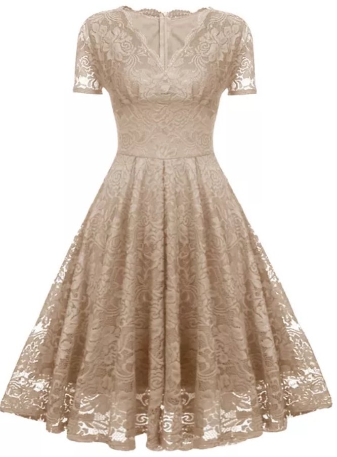 Vestido De Dama De Honor Vintage Beige