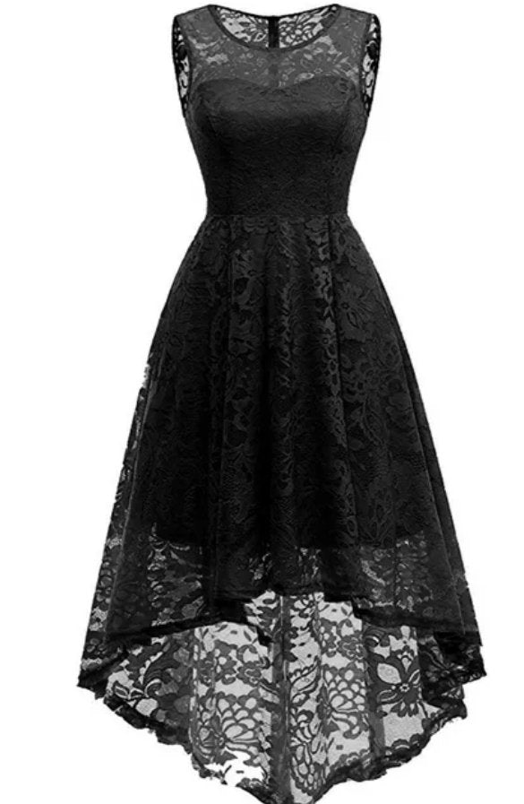 Vestido Vintage De Encaje Negro De Los Años 50