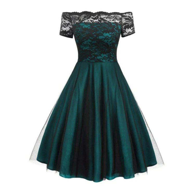 Vestido Verde Vintage 50s Encaje
