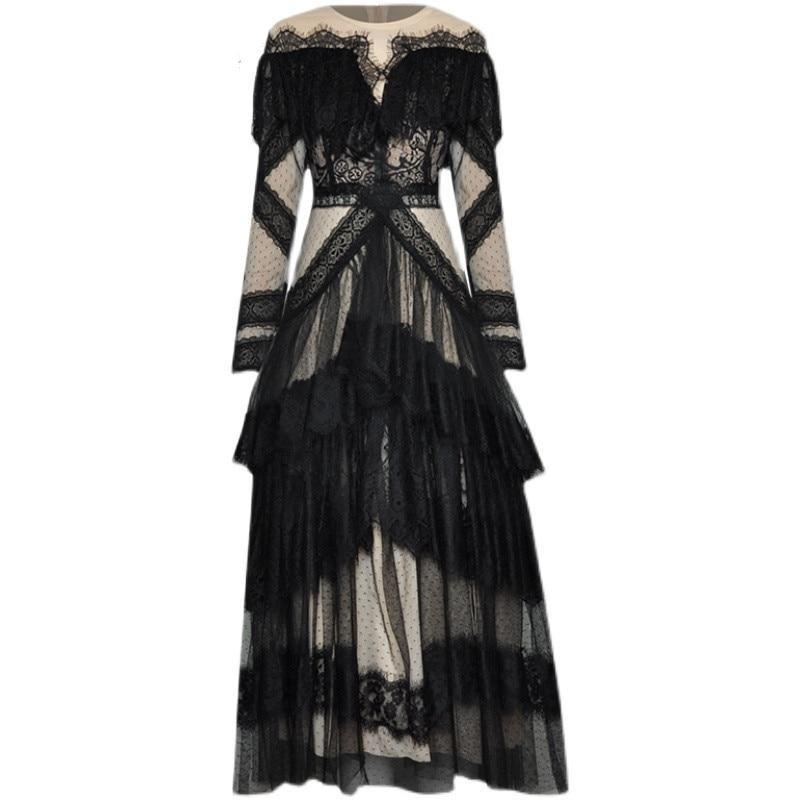 Vestido Vintage De Encaje De Manga Larga