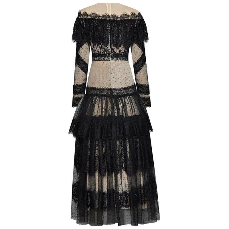 Vestido Vintage De Encaje De Manga Larga