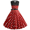 Vestido Vintage De Encaje De Lunares Rojo