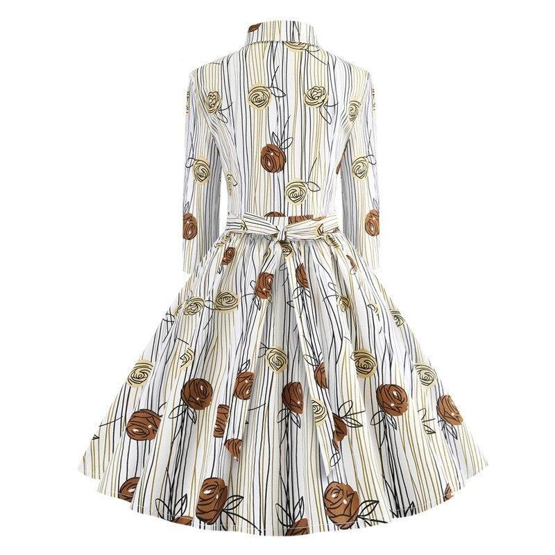 Vestido Vintage Dibujo Mangas Largas