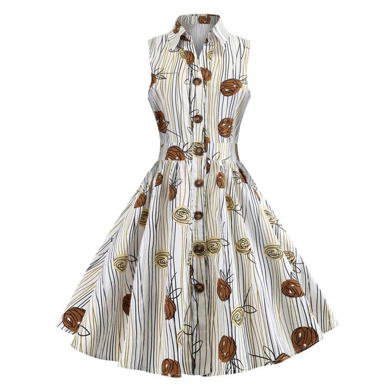 Vestido Vintage Dibujo Sin Mangas