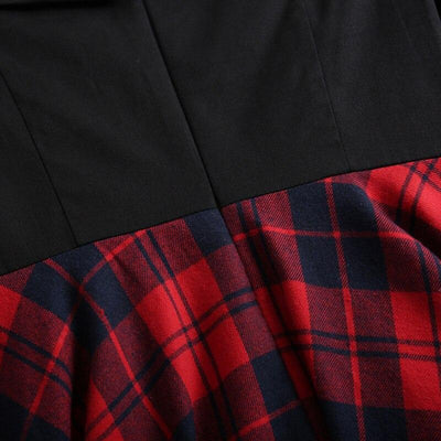 Vestido Vintage De Hombros Descubiertos De Tartán