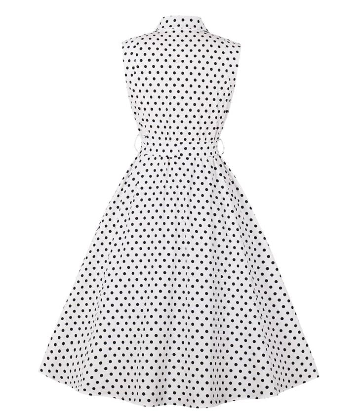 Vestido Vintage Blanco Y Negro De Mujer