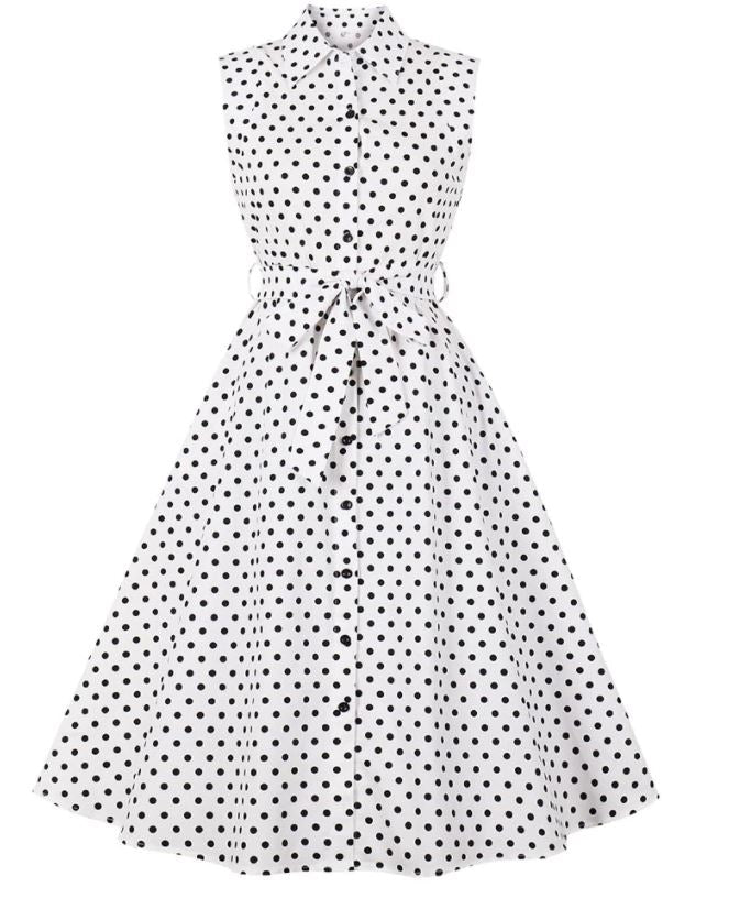 Vestido Vintage Blanco Y Negro De Mujer