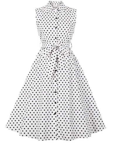Vestido Vintage Blanco Y Negro De Mujer