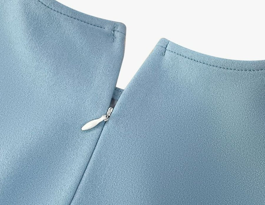 Vestido Vintage De Mujer Con Lunares Azules