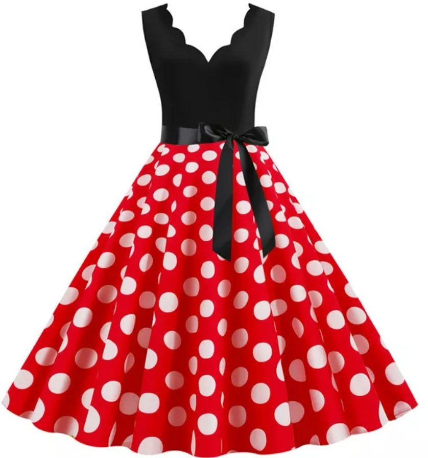 Vestido Vintage De Mujer Con Lunares Rojos