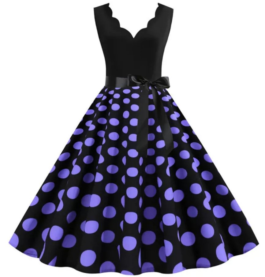 Vestido De Mujer Vintage Lunares Morado