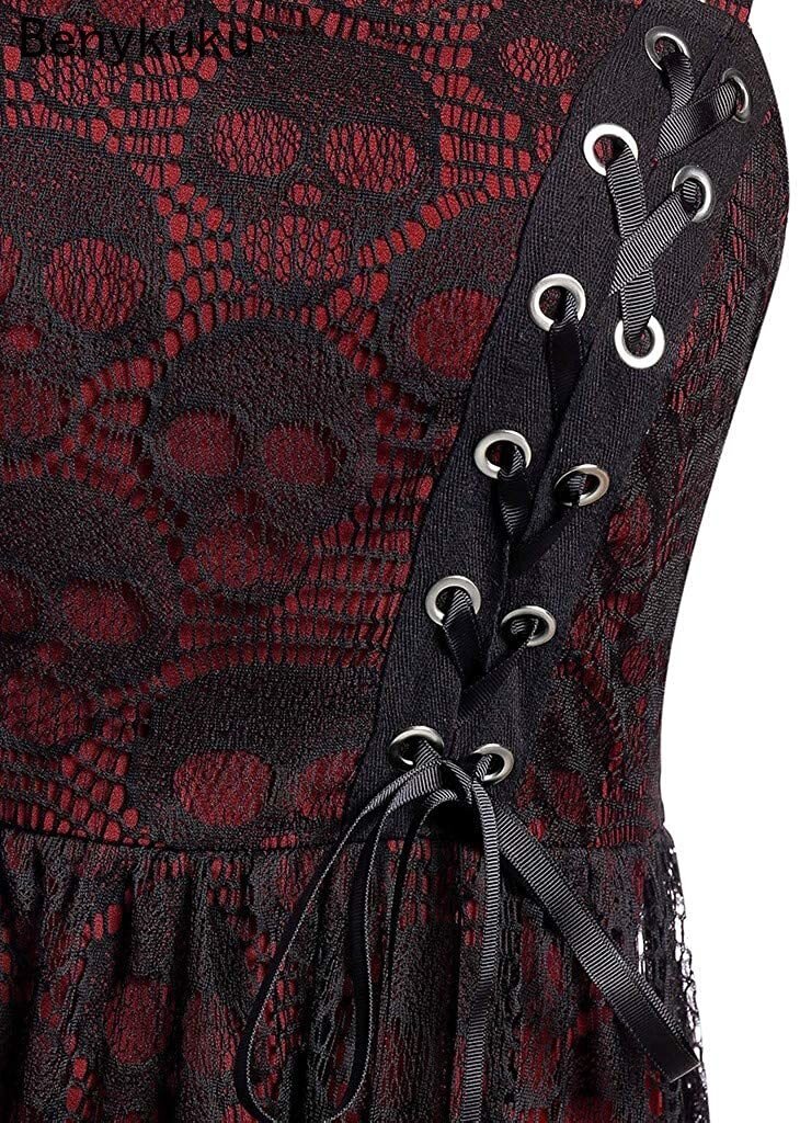 Vestido Vintage Gótico Burdeos