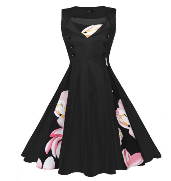 Vestido Vintage Floral Años 50 Talla Grande