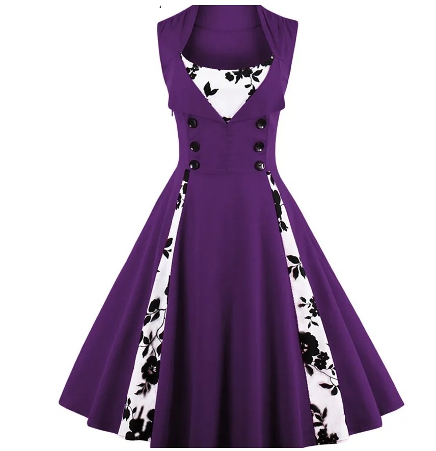 Vestido Vintage 60s Morado Tallas Grandes