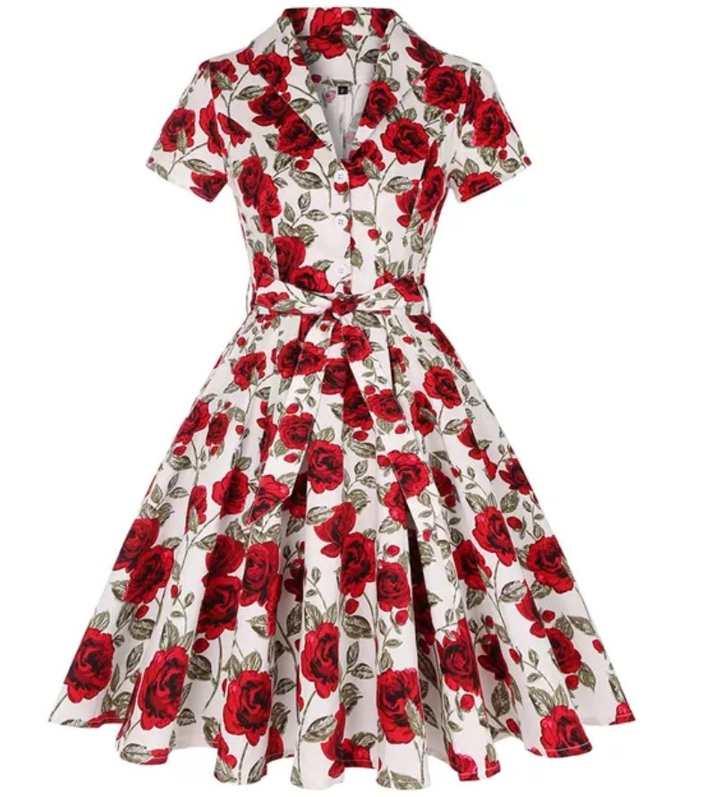 Vestido Vintage Talla Grande 1950 Botones