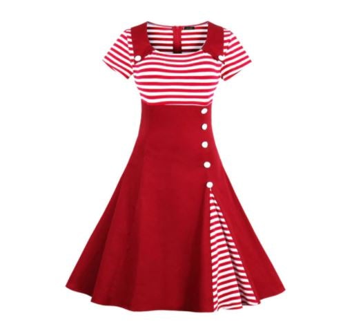 Vestido Vintage Rojo De Los Años 50 De Talla Grande