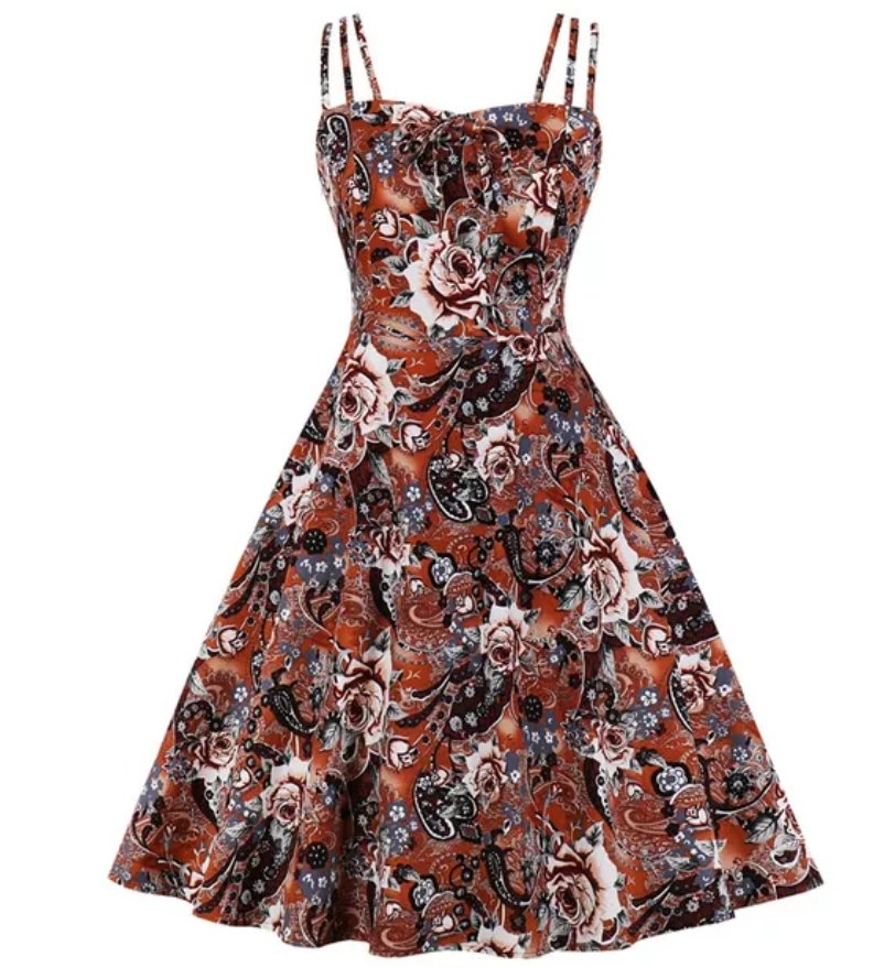 Vestido Vintage Talla Grande Café Blanco