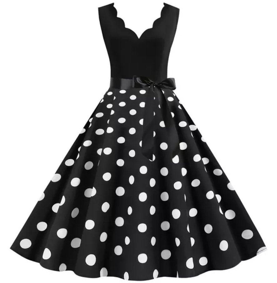 Vestido Vintage Blanco Negro Talla Grande