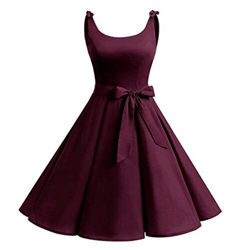 Vestido Vintage Liso Burdeos Talla Grande