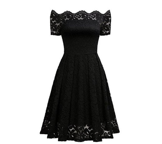 Vestido Vintage Negro Bordado Talla Grande