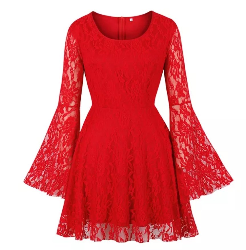Vestido Vintage Bordado Rojo Talla Grande