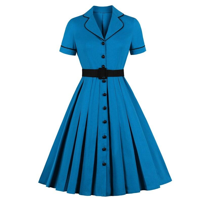 Vestido Vintage Con Cuello Con Muescas De Talla Grande