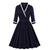 Vestido Vintage Con Cuello En V De Talla Grande Azul Marino