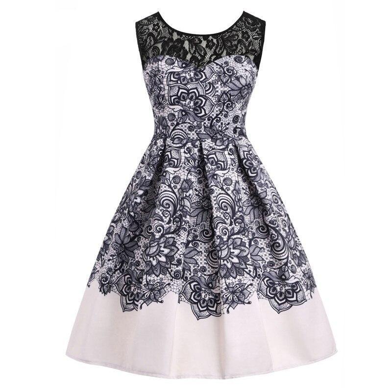 Vestido Vintage Talla Grande Encaje Rockabilly Gris